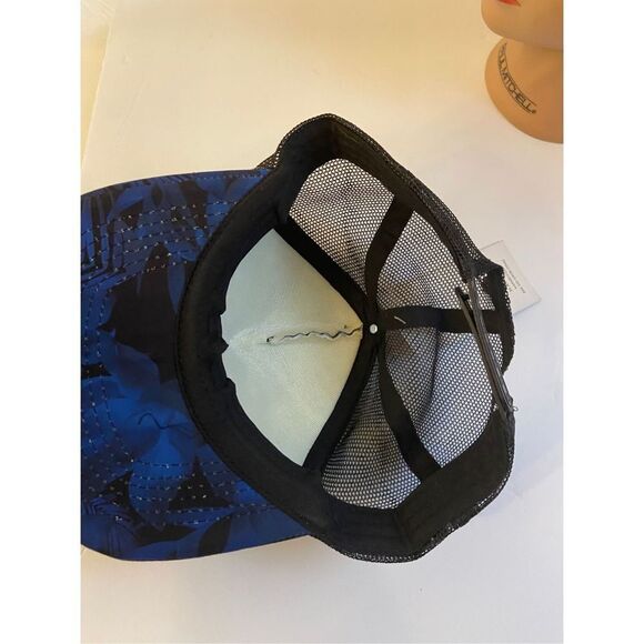 Hapari LOVE Snap Back Mesh Baseball Cap Black Blue Hibiscus Floral NWT Womens - Picture 4 of 4